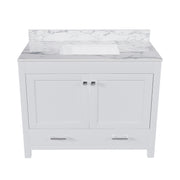 Modern 43' Bathroom Vanity with Sintered Stone Carrara White Top, Multi-functional Cabinet with Solid Frame and MDF Board