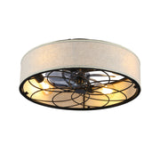 20'  Low Profile Fabric Farmhouse Bladeless Ceiling fan With Remote Control,Low Profile Modern Enclosed Ceiling Fans with Reversible Motor For Living room, Bedroom,Kitchen--NOT INCLUDED BULBS