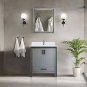 Dark Grey Bath Vanity 30 in. W x 22 in. D, White Quartz Top and Faucet Set