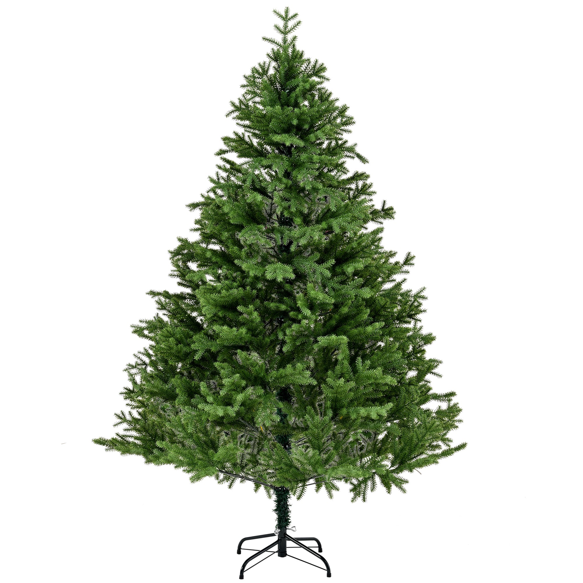 Premium 7FT Spruce Full PE Christmas Tree Unlit with Hinged Branches and Foldable Metal Stand