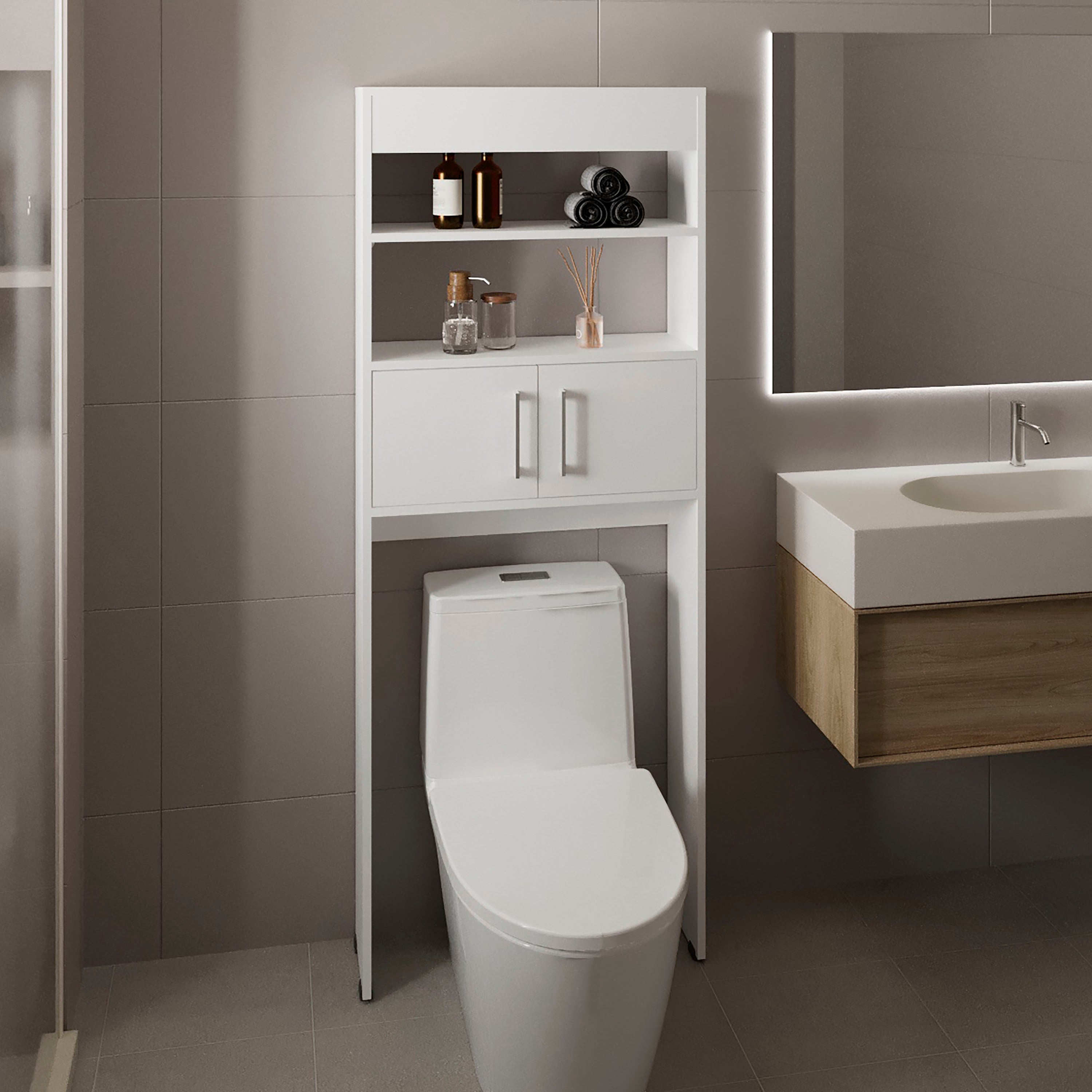 Over The Toilet Cabinet 63' H, Two Shelves, Double Door