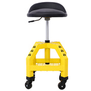 Pneumatic 360 Degree Swivel Stool, Mechanics Rolling Creeper Seat, Heavy Duty Rolling Mechanics Stool, Shop Stool with Casters  yellow