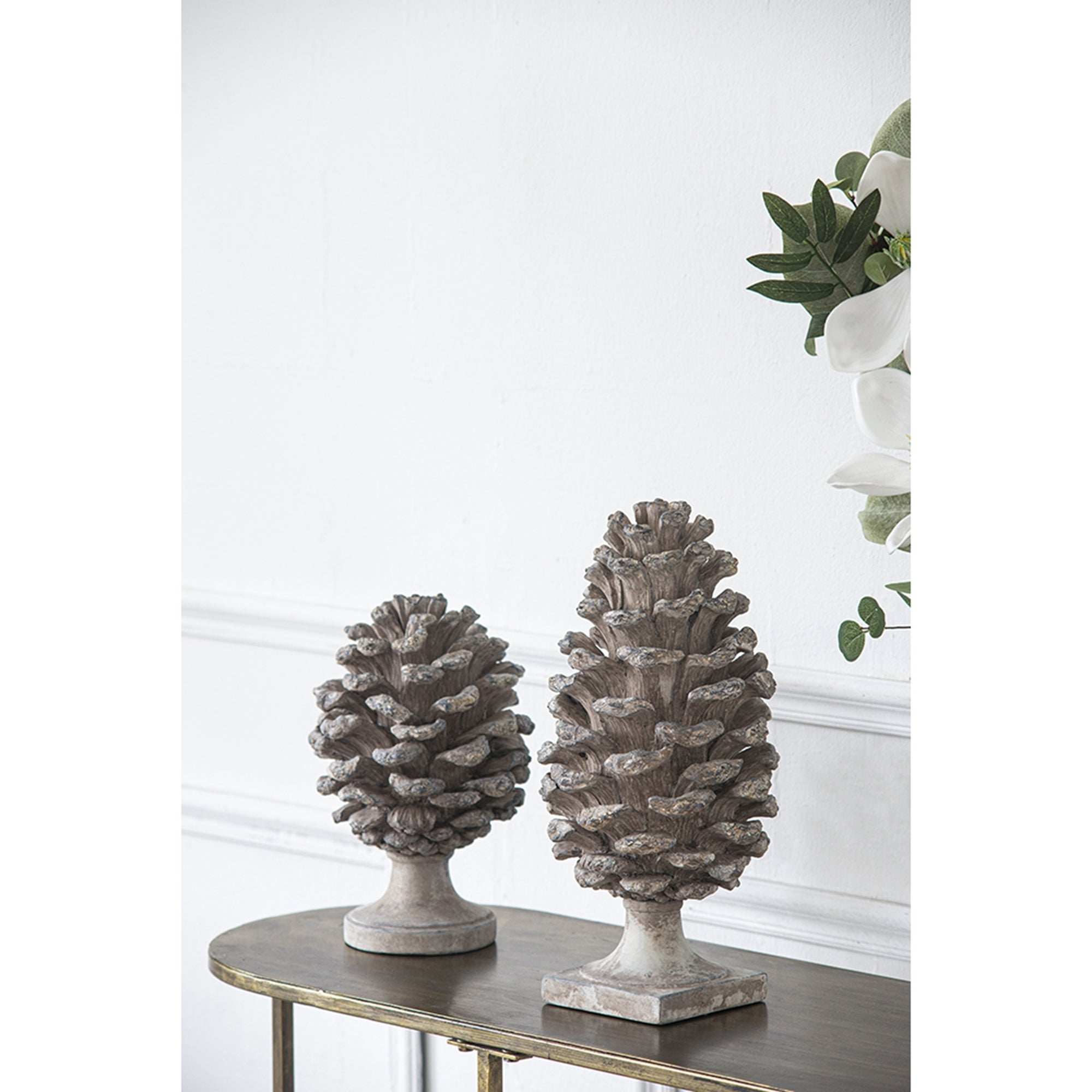 Set of 2 Pinecone Table Decor, Small: D7x10.5', Large: D7x14'
