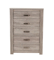 Bedroom Furniture Rustic Light Grey Simple 1pc Chest Of Drawers 5-Drawers Storage Cabinet Solidwood