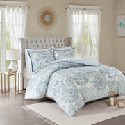 King/Cal King 3 Piece Cotton Floral Printed Reversible Duvet Cover Set