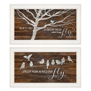 'Spread Your Wings' 2-Piece Vignette by Marla Rae, White Frame