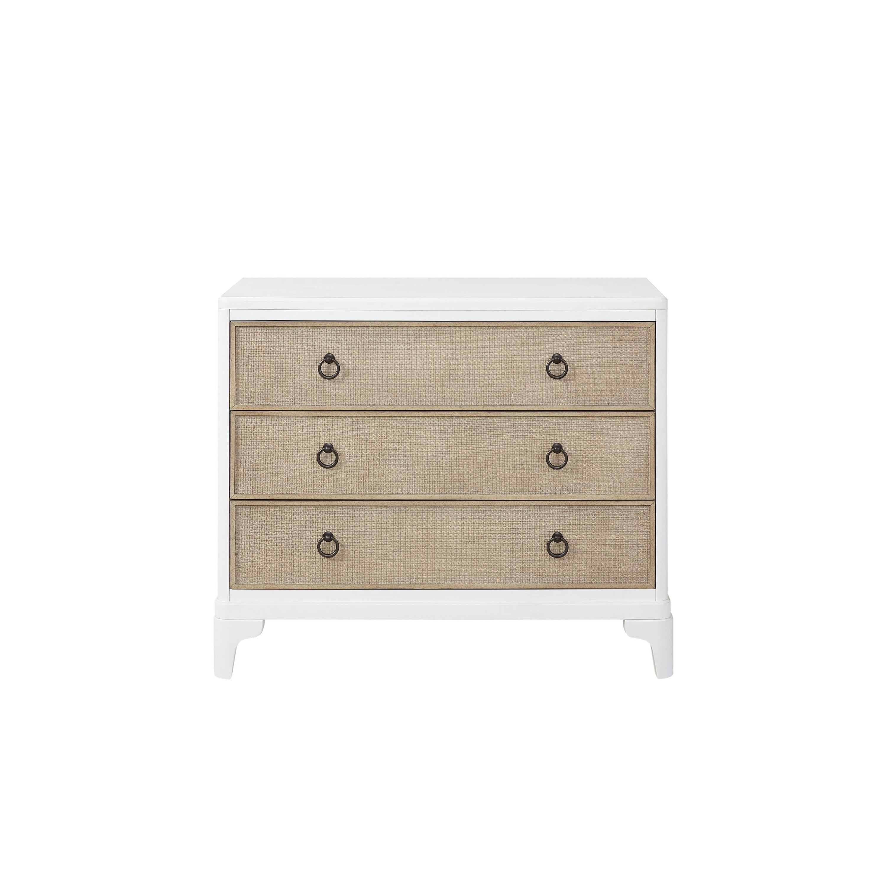 Elegant Solid Wood Hall Chest with Storage Drawers and Cane Fronts in White