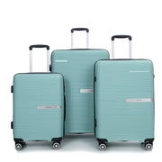 Light Green Hardshell Suitcase Set with Double Spinner Wheels and TSA Lock, Lightweight Durable Polypropylene Luggage, 3-Piece Set (20/24/28)