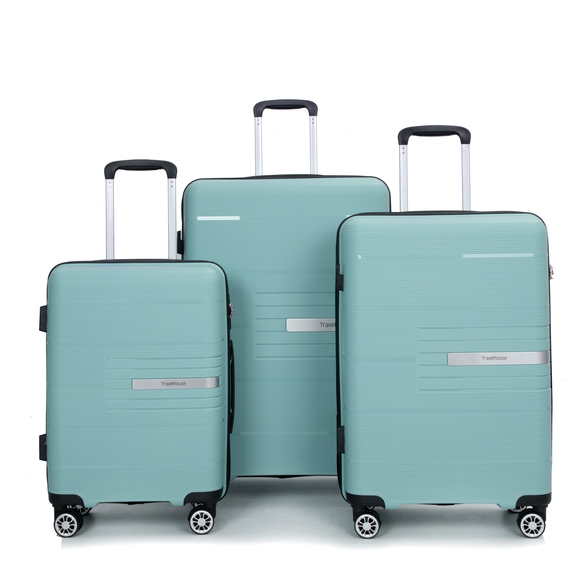 Light Green Hardshell Suitcase Set with Double Spinner Wheels and TSA Lock, Lightweight Durable Polypropylene Luggage, 3-Piece Set (20/24/28)