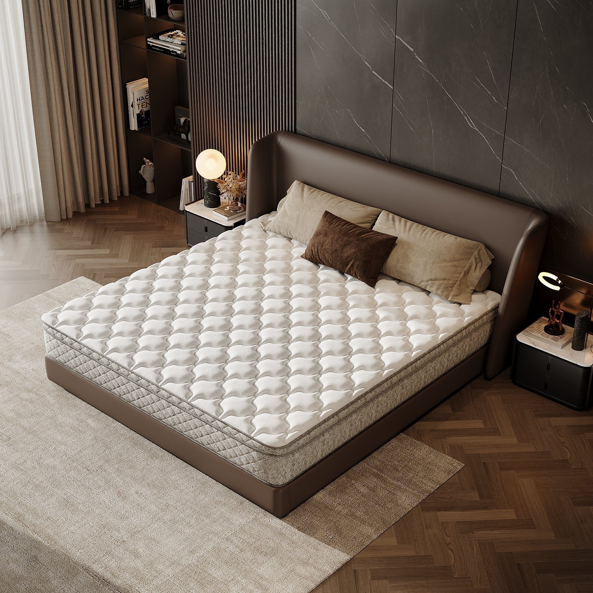 King Size Mattress,12 Inch Hybrid King Mattress in a Box with Memory Foam and Pocket Spring for Pressure Relief & Comfort Sleep & Zoned Support, Medium Firm,CertiPUR-US & OEKO-TEX