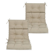 2-Piece High Back Patio Chair Cushion Set, Tufted Adirondack and Rocking Chair Cushions for Garden, Porch or Office Use, 44 x 22 x 4 in, Beige