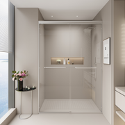 44-48 in. W x 72 in. H Double Sliding Shower Door, Semi-frameless Bypass Bathroom Sliding Door with 1/4' (6mm) Tempered Glass for Walk-in Shower, Brushed Nickel GF-24D03-48BNX