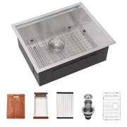 Single Bowl Undermount Workstation Kitchen Sink 23'x19'x10' Stainless Steel with Accessories