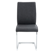 Luxury Simple Arch Chair Set of 4 - High Resilience Dining Chair Dark Gray PU with Arched Metal Silver Leg
