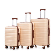 HIFINE TOURIST 20'/24'/28' 3 pcs/set in ABS Spinner Wheel Luggage, Carry on Suitcase, Matching Color, Combination Lock (Beige)
