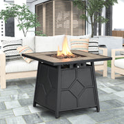 Fire Pit Table, 28-inch Square 40,000 BTU Auto-Ignition Propane Gas Firepit with Waterproof Cover