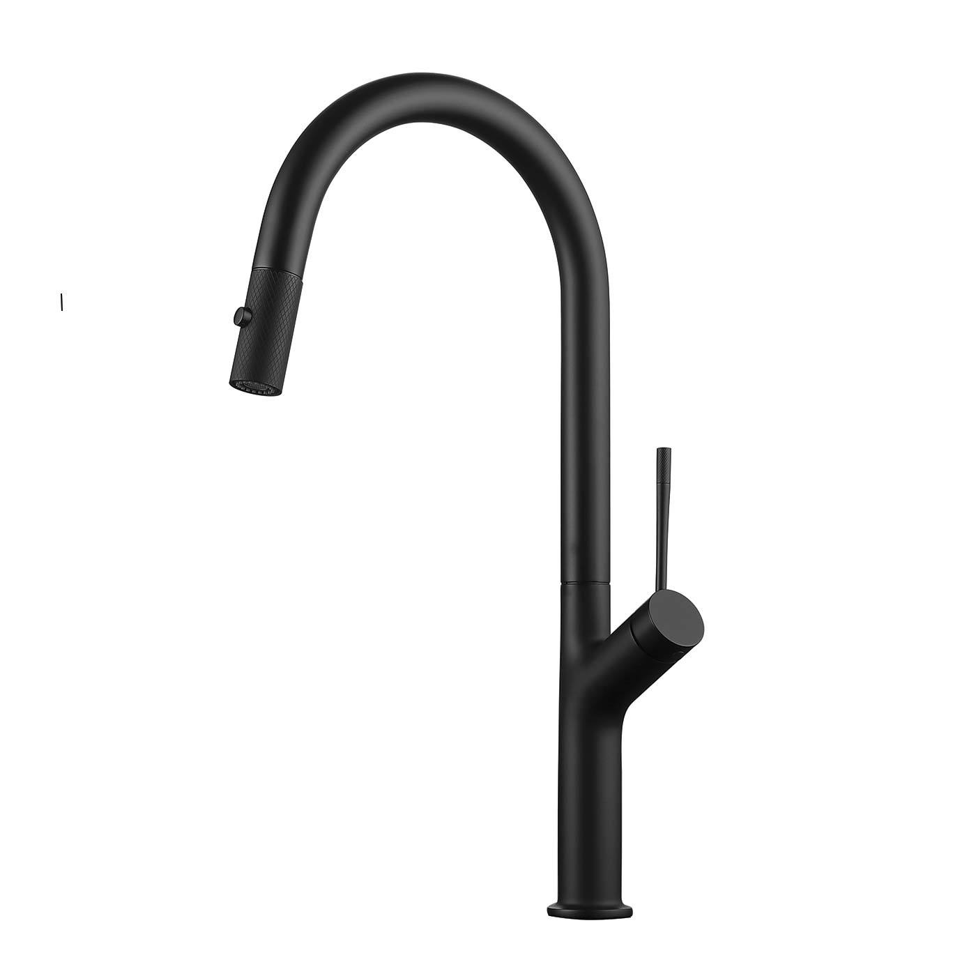 DAX Single Handle Pull Out Kitchen Faucet - Matt Black Finish