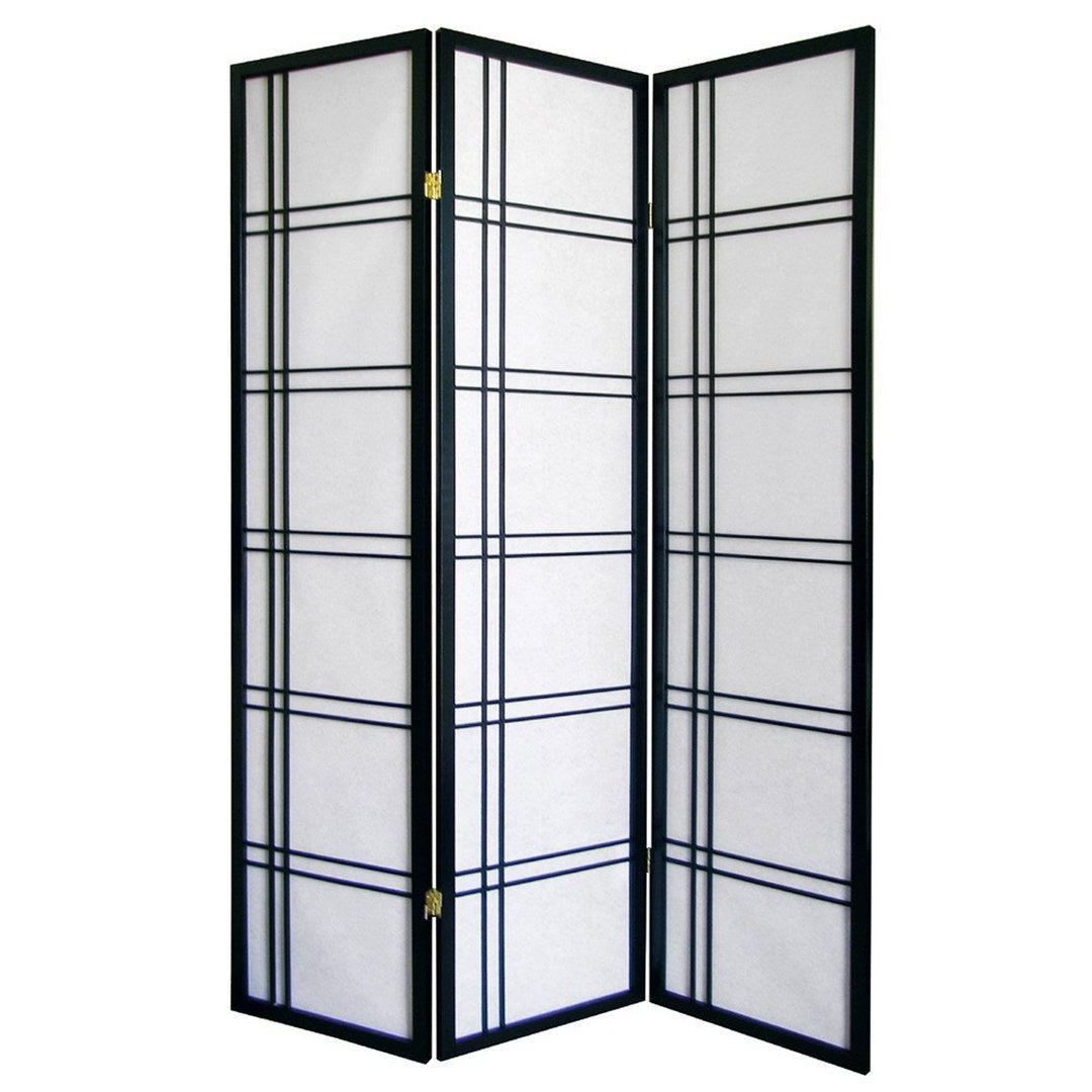 70' Tall 3-Panel Screen / Room Divider 'Girard' with Black finish