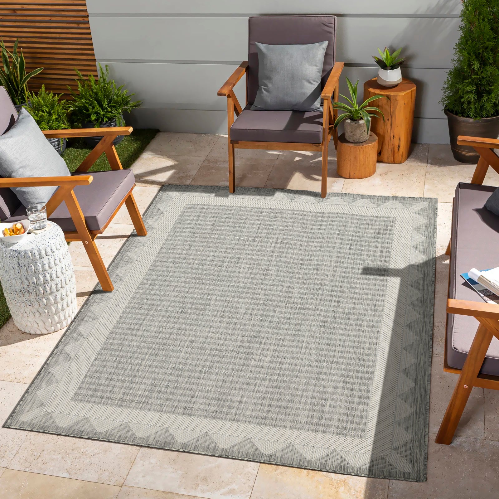 Sunshine GC_HAR2015 Silver 7 ft. 10 in. x 10 ft. 3 in. Indoor/Outdoor Area Rug