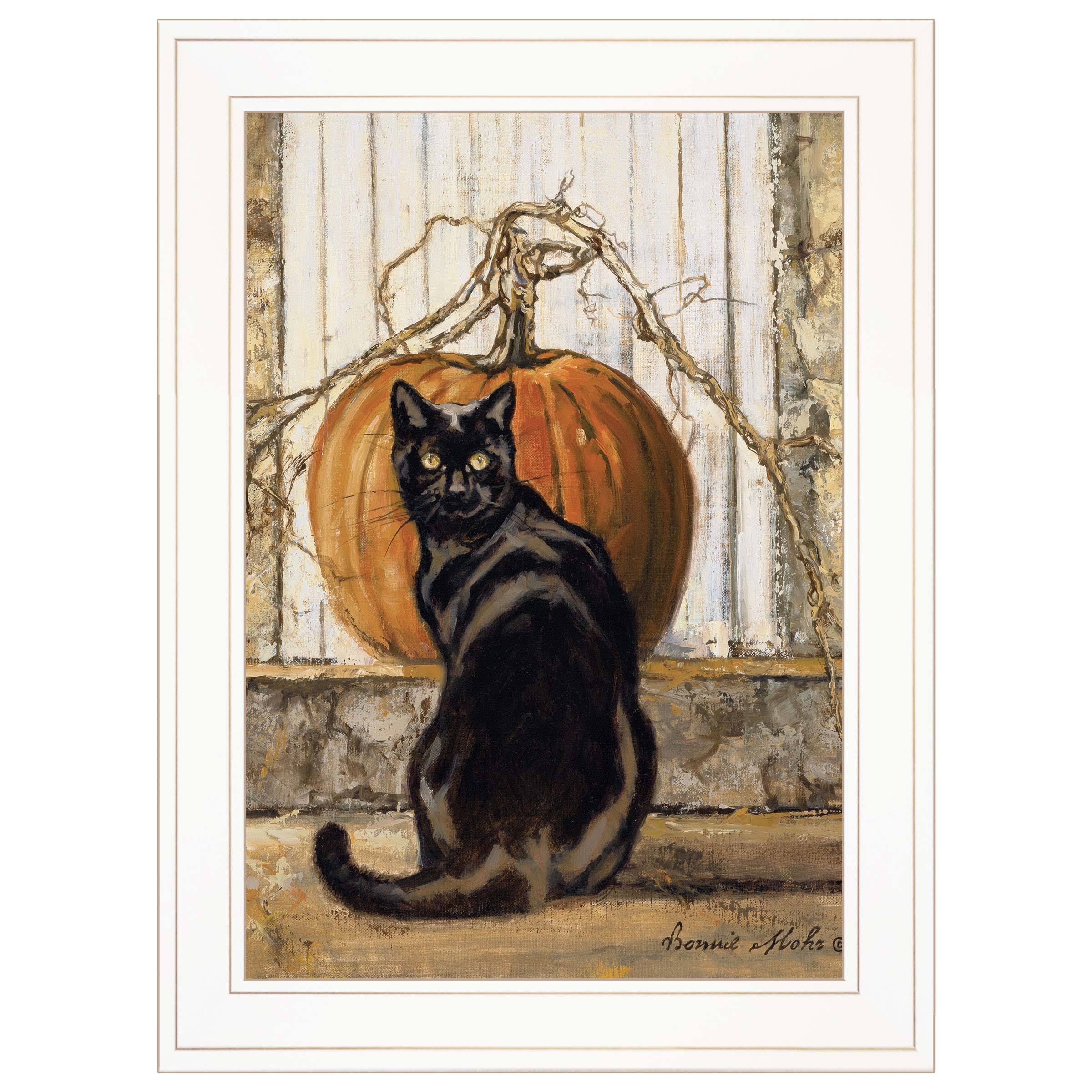 'Black Cat' By Bonnie Mohr, Ready to Hang Framed Print, White Frame