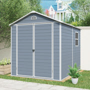 8x6ft Resin Outdoor Storage Shed Kit-Perfect to Store Patio Furniture,Grey (W540S00021) (W540S00051)