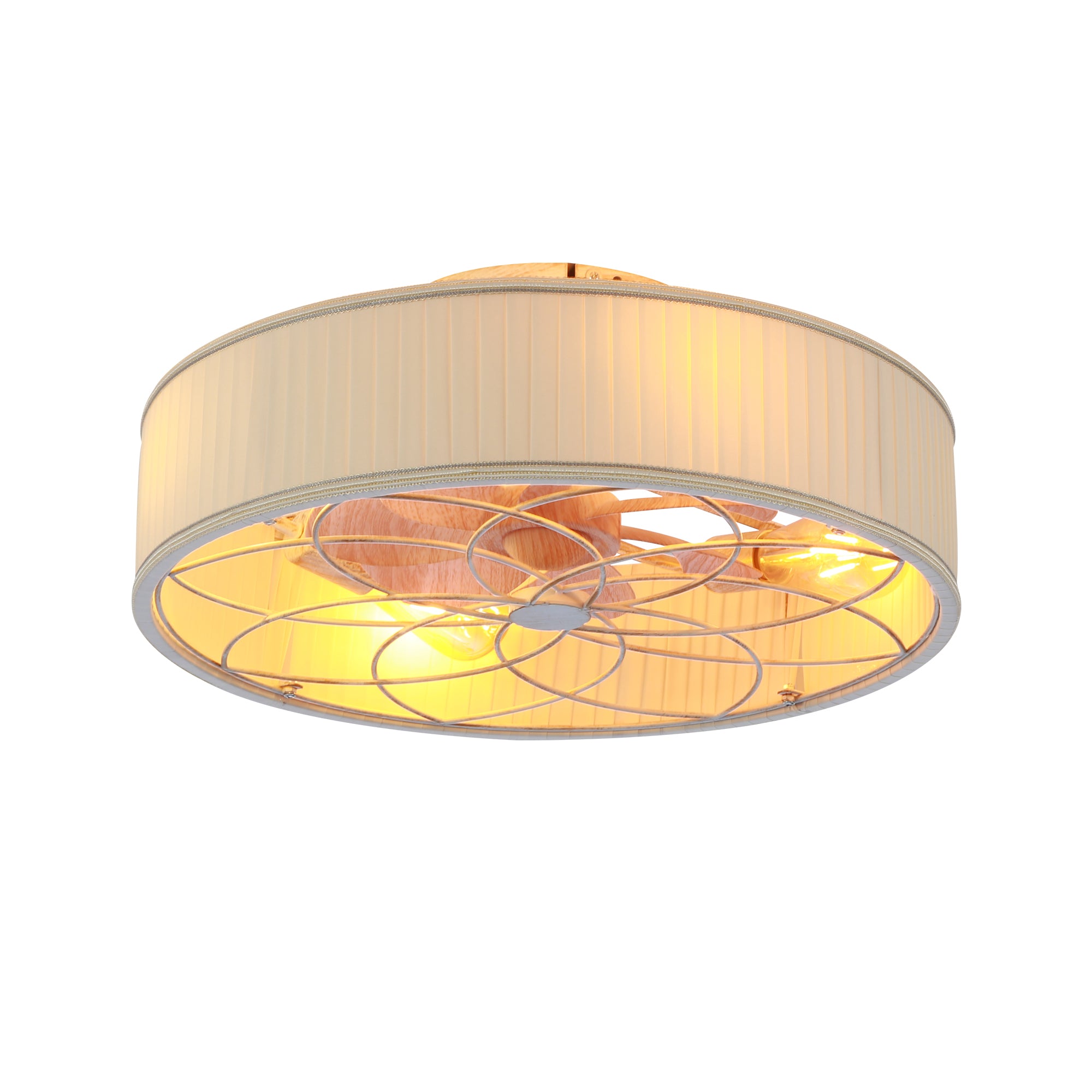 20' Fabric Farmhouse Bladeless Ceiling fan With Remote Control  For Living room, Bedroom,Kitchen--NOT INCLUDED BULBS--Matte White