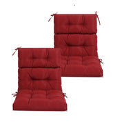 2-Piece High Back Patio Chair Cushion Set, Tufted Adirondack and Rocking Chair Cushions for Garden, Porch or Office Use, 44 x 22 x 4 in, Red