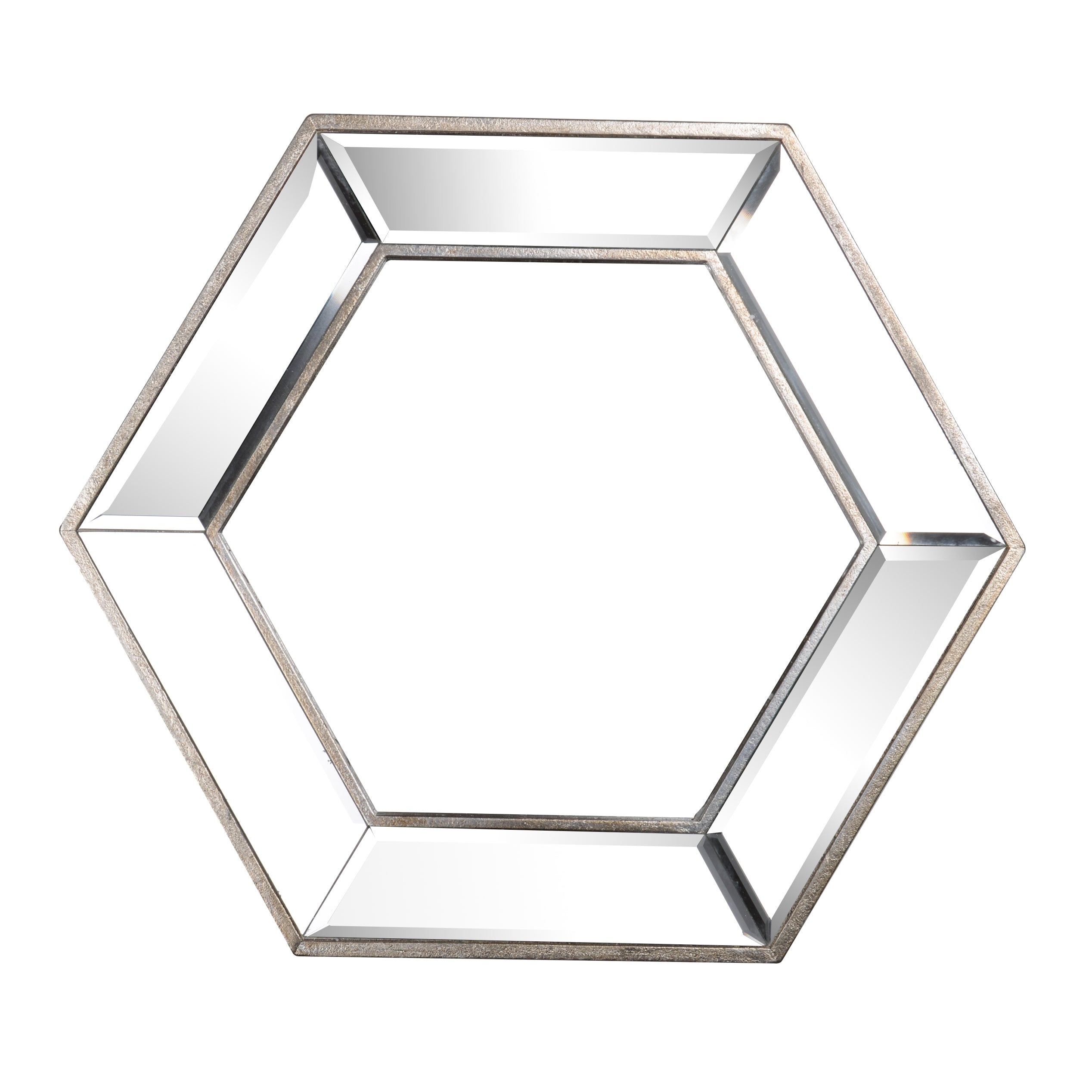 20' x 18' Hexagon Wall Mirror with Contemporary Glass Design, Home Decor Accent Mirror for Living Room, Entryway, Bedroom