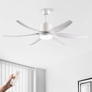 6 PCS ABS Blades  56 Ceiling Fan With Light Kit 3 Color LED Light Source, DC 6 Speed ,Remote Control Ceiling Fan  for Patio Living Room, Bedroom, Office,Indoor.(( White  )