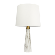 Enclave Hydro White Table Lamp with On/Off Switch Faux Marble Base Fabric Shade