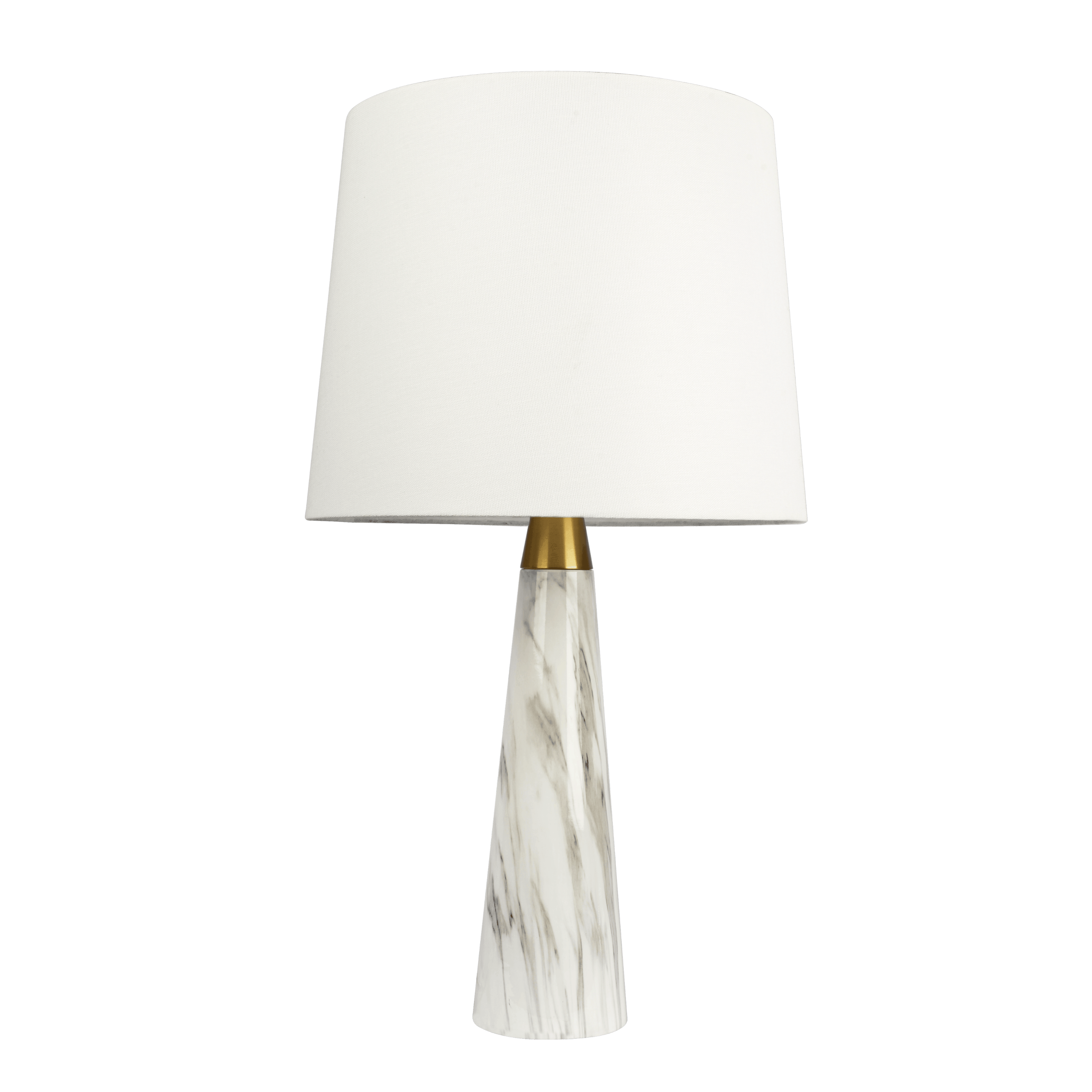 Enclave Hydro White Table Lamp with On/Off Switch Faux Marble Base Fabric Shade