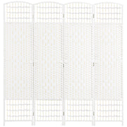 4 Panel Room Divider, Folding Privacy Screen, 5.6' Room Separator, Wave Fiber Freestanding Partition Wall Divider for Rooms, Home, Office, White