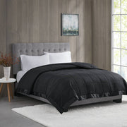 Lightweight Down Alternative Blanket with Satin Trim Black Twin