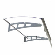 DA4734W Series Door Window Awning Made of 0.137 Inch Thick Crystal Solid Polycarbonate Sheet and Aluminum Alloy with fabric Valance in size of 47' Wide x 34' Deep for Wooden Wall House