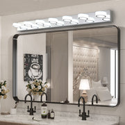 52' Modern 7-Light LED Vanity Light Fixture - Chrome Finish with Acrylic Light Shades - Energy-Efficient Bathroom Wall Sconce - Dimmable for Mirror, Shower, and Bathroom Decor