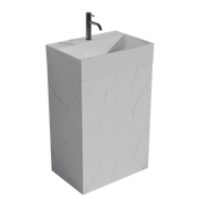 Roca-20F-123 Roca 20' White Marble Finish Bathroom Vanity WITHOUT Sink, Freestanding Bathroom Cabinet for Modern Bathroom, KD