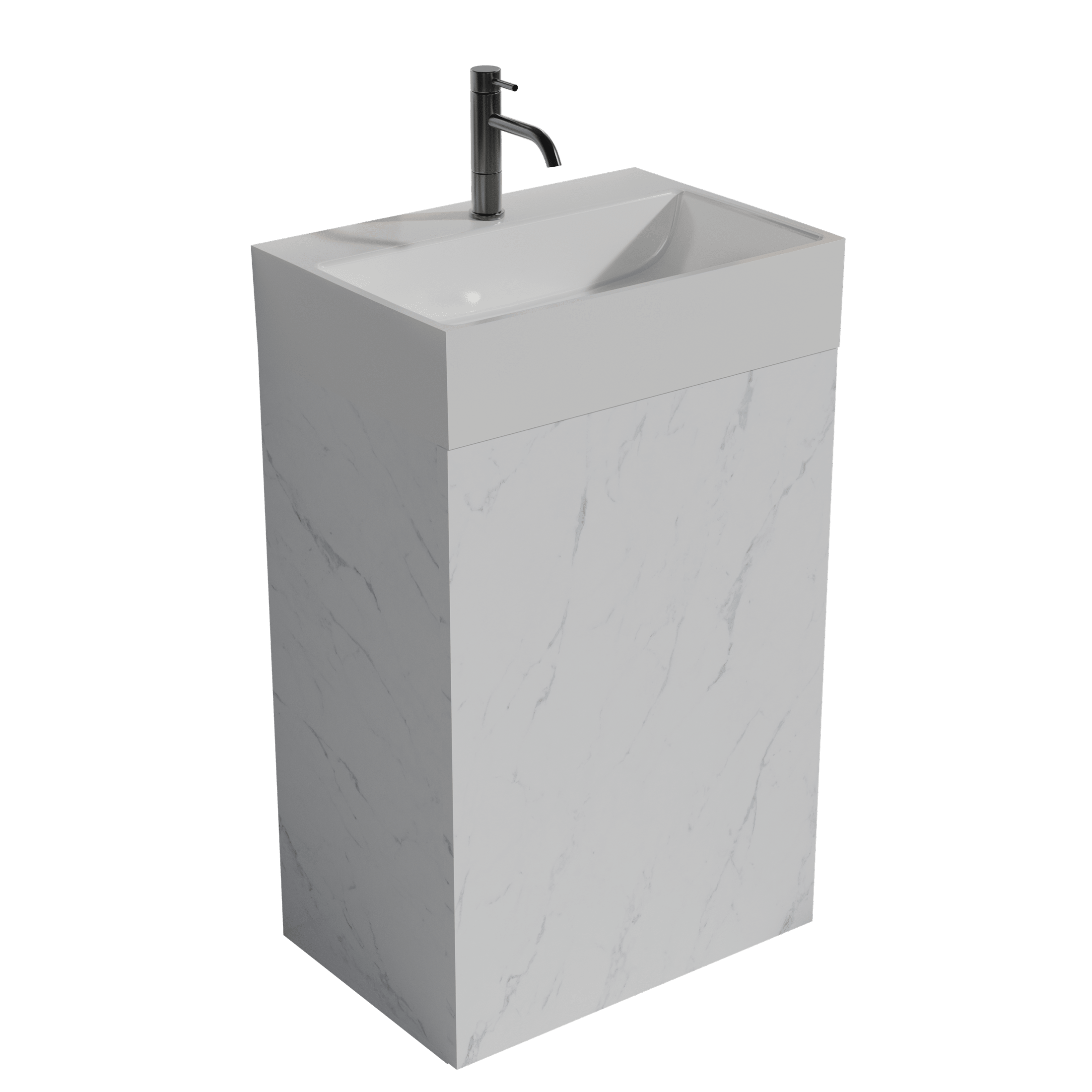 Roca-20F-123 Roca 20' White Marble Finish Bathroom Vanity WITHOUT Sink, Freestanding Bathroom Cabinet for Modern Bathroom, KD