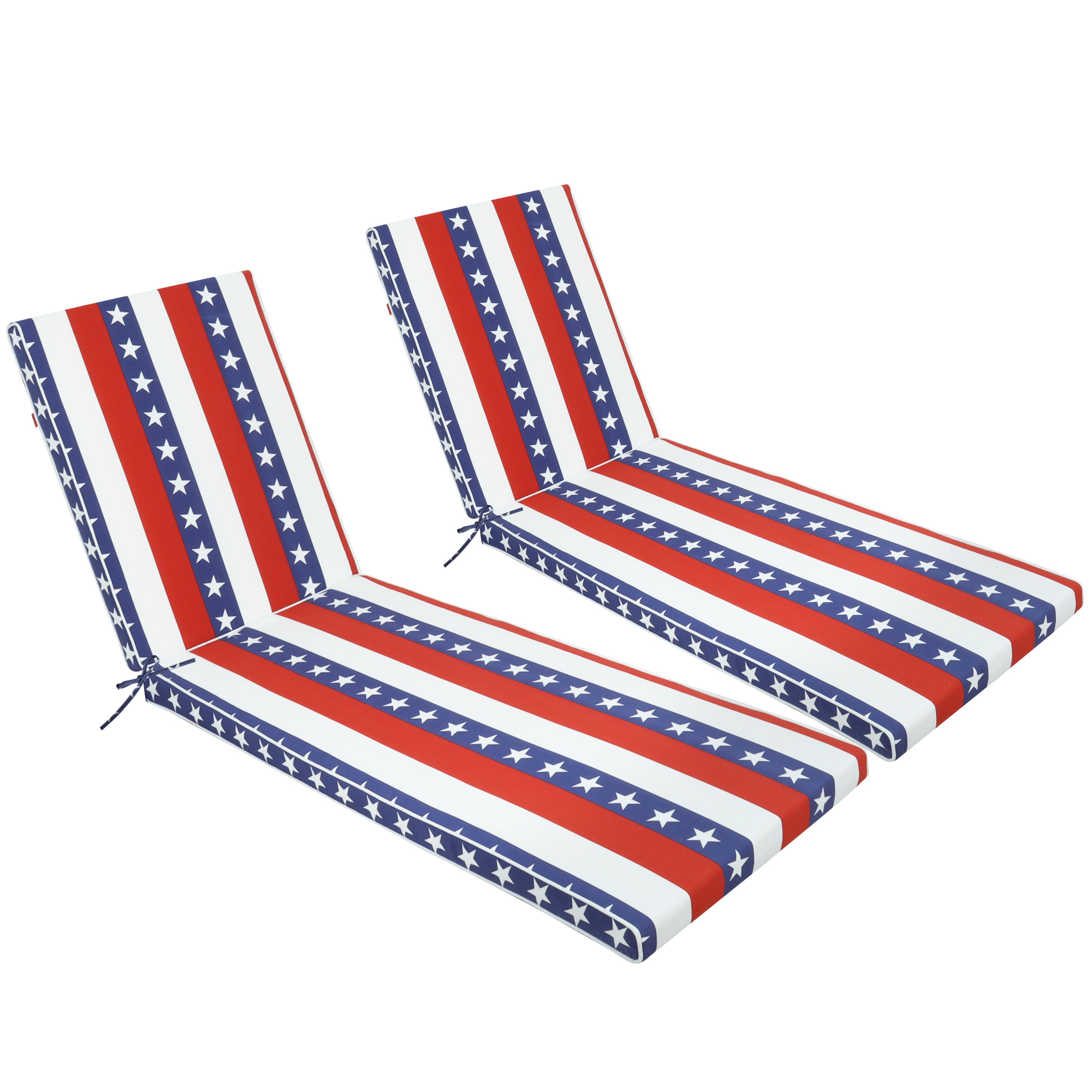 2-Piece Outdoor Chaise Lounge Cushion Set, Replacement Cushions for Patio Furniture, Flag