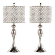 Ashland 27' Contemporary Metal Table Lamp in Polished Nickel with Square Clear K9 Crystal and Polished Nickel Shade from Grandview Gallery by LumiSource - Set of 2