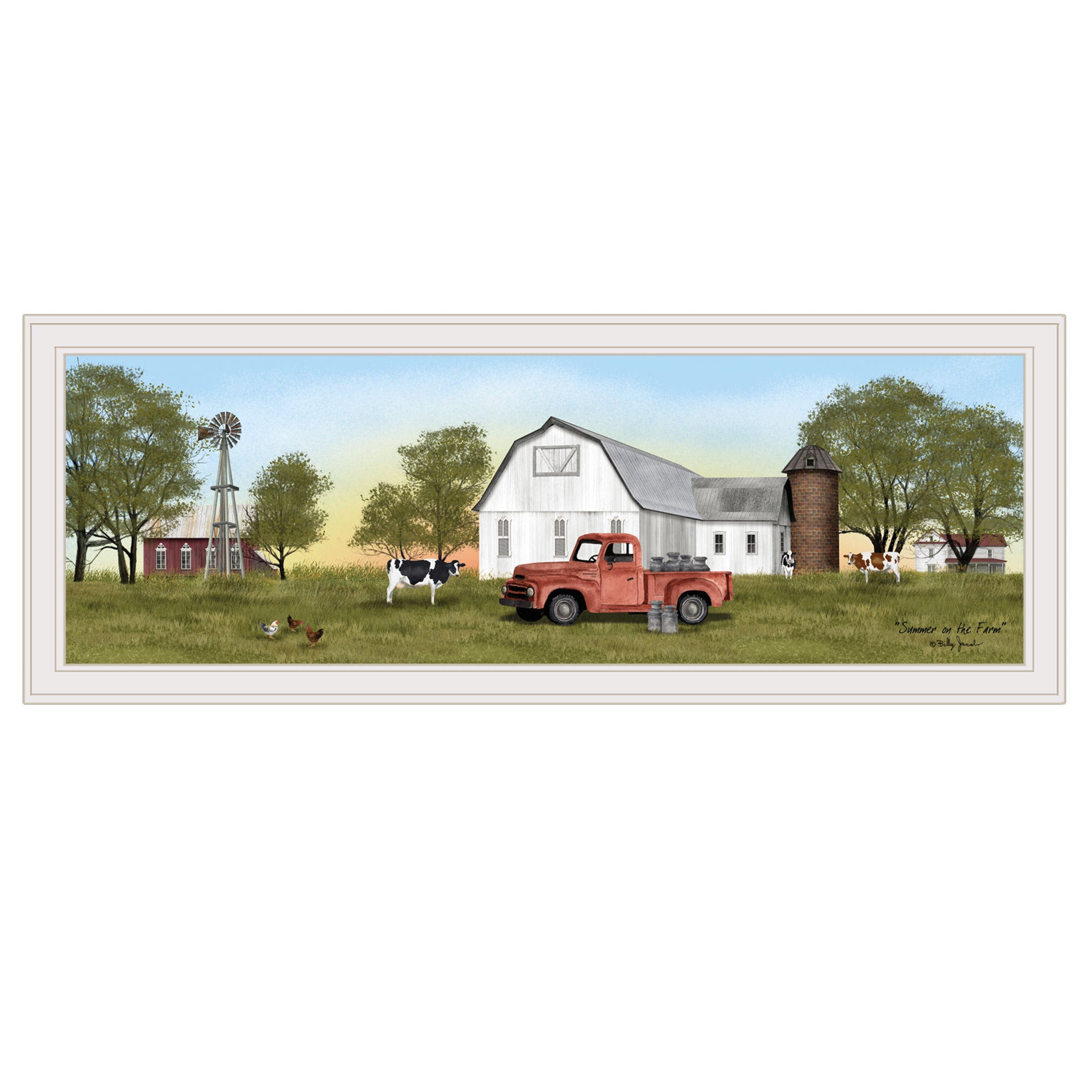 'Summer on the Farm' by Billy Jacobs, Ready to Hang Framed Print, White Frame