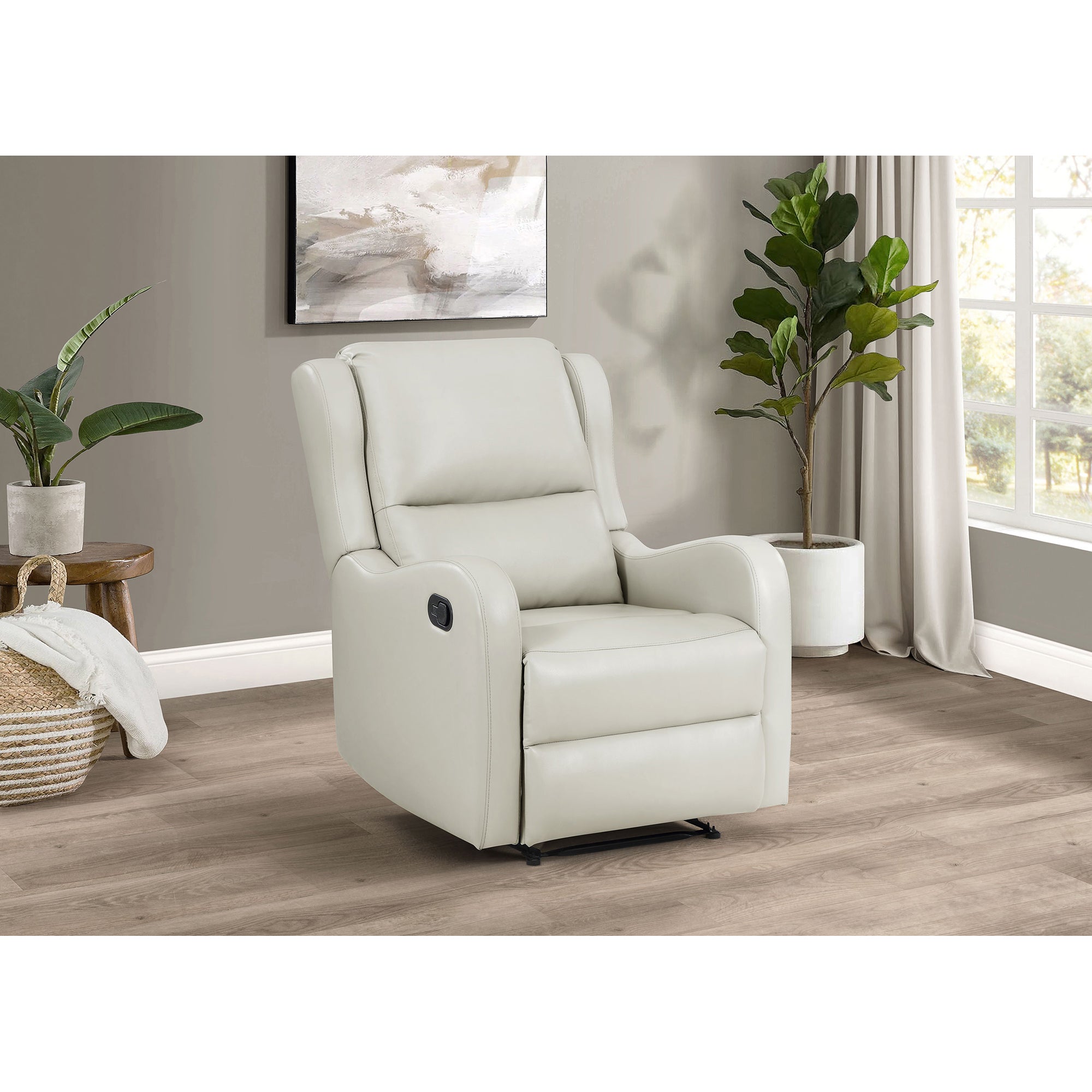 Cortland Ivory Upholstered English Arm Recliner Chair