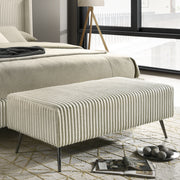 Mavela Wide Wale Corduroy Upholstery Bench, Cream