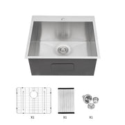 Brushed Nickel Laundry Sink - 22' x 22' Topmount Utility Sink 16 Gauge Stainless Steel 12 Inch Deep Single Bowl