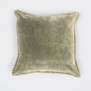 Stonewashed Cotton Velvet Throw Pillow with Decorative Handstiched Edges-19X19'
