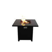 30' Powder-Coated Metal Fire Pit with Smoked Glass Lid, Black, Stainless Steel, 30' x 30'