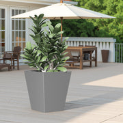 22' H Tall Metal Tapered Planter – Large Outdoor & Indoor Garden Plant Pot with Drainage Hole and Rubber Plug, Stylish Burnished Grey Finish for Home and Patio