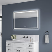 48' x 32' LED Bathroom Mirror with Front and Backlight, Wall Mounted Vanity Mirror with Aluminum Frame, Anti-Fog, Memory, 3 Colors, Stepless Dimmable