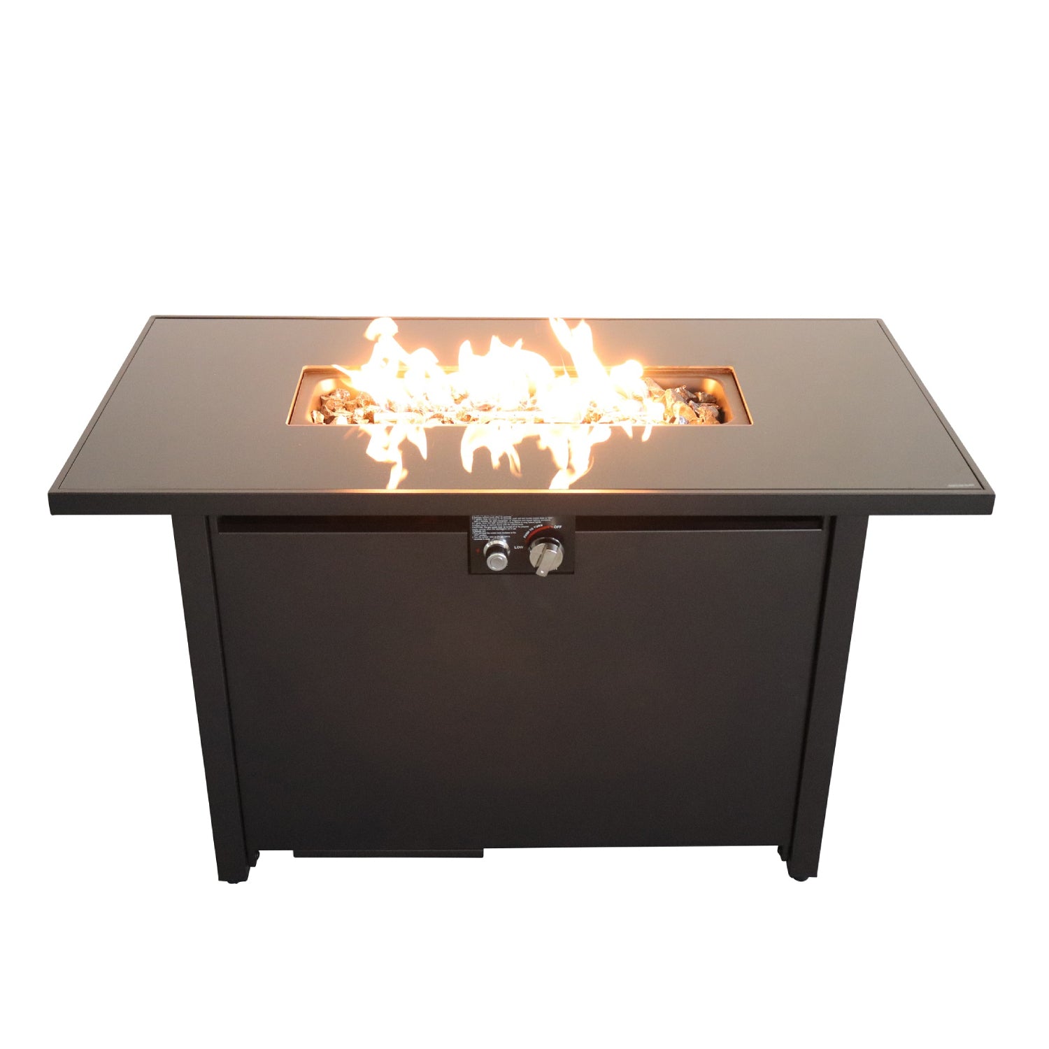 Contemporary Steel Outdoor Fire Pit Table with Lid in Black, 25'' H x 42'' W