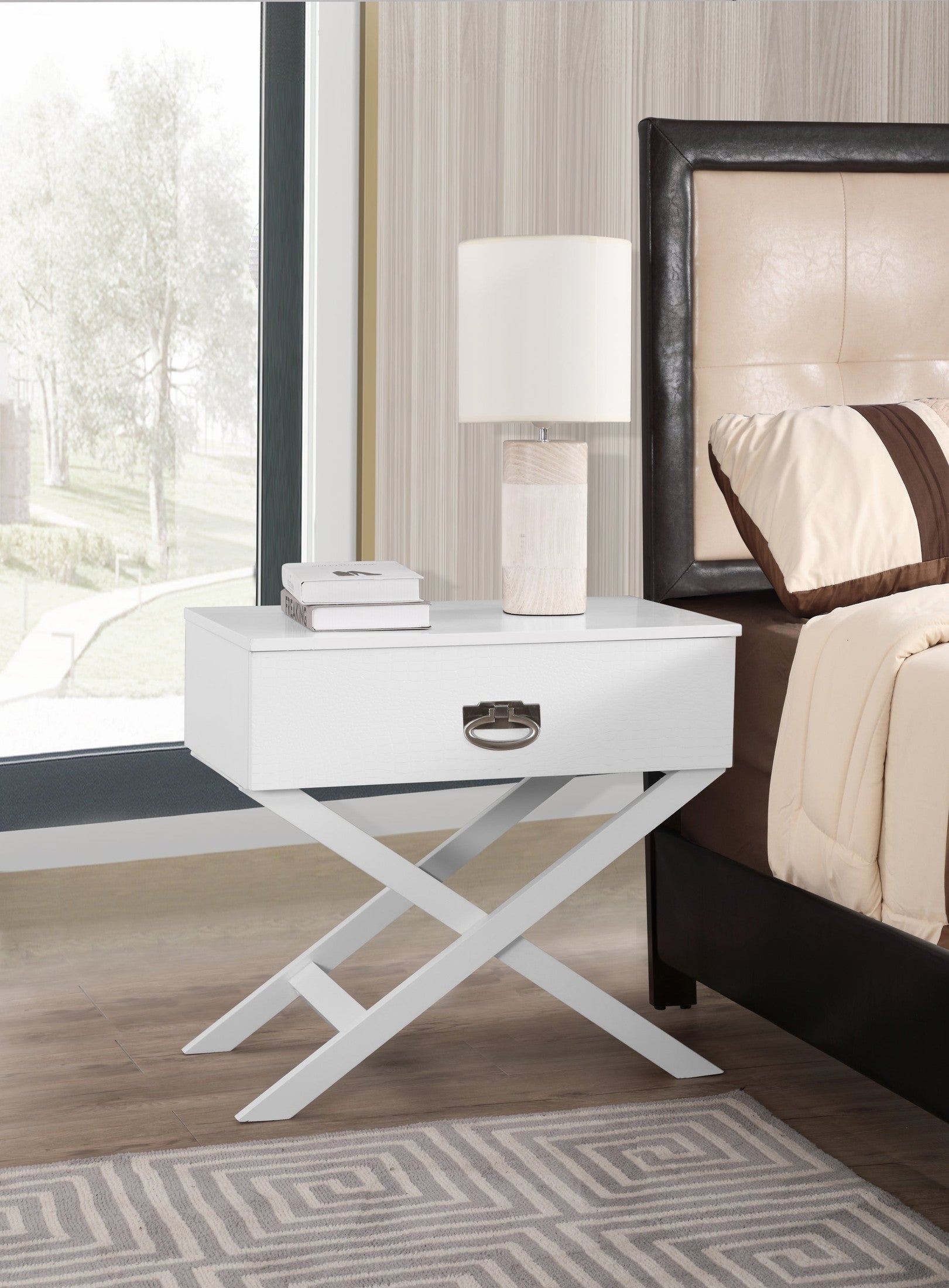 Elegant White Modern Nightstand