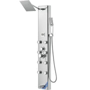 Shower Panel System, 5 Shower Modes, Digital Display Shower Panel Tower, Rainfall, 8 Massage Jets, Tub Spout, 3-Setting Handheld Shower Head 59' Hose, Stainless Steel Wall-Mounted Shower Set